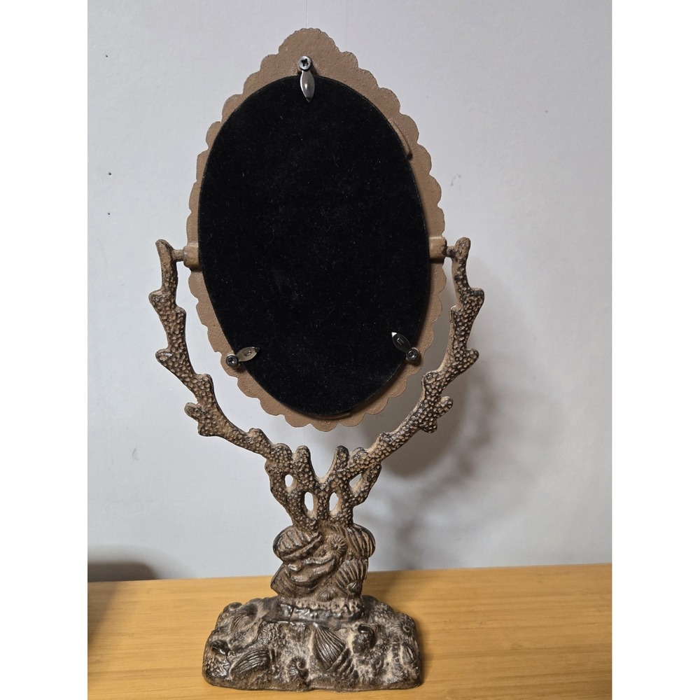 Vintage Cast Metal 13" Tiltling Mirror. Victorian Style With Seashell Details. - Picture 2 of 8